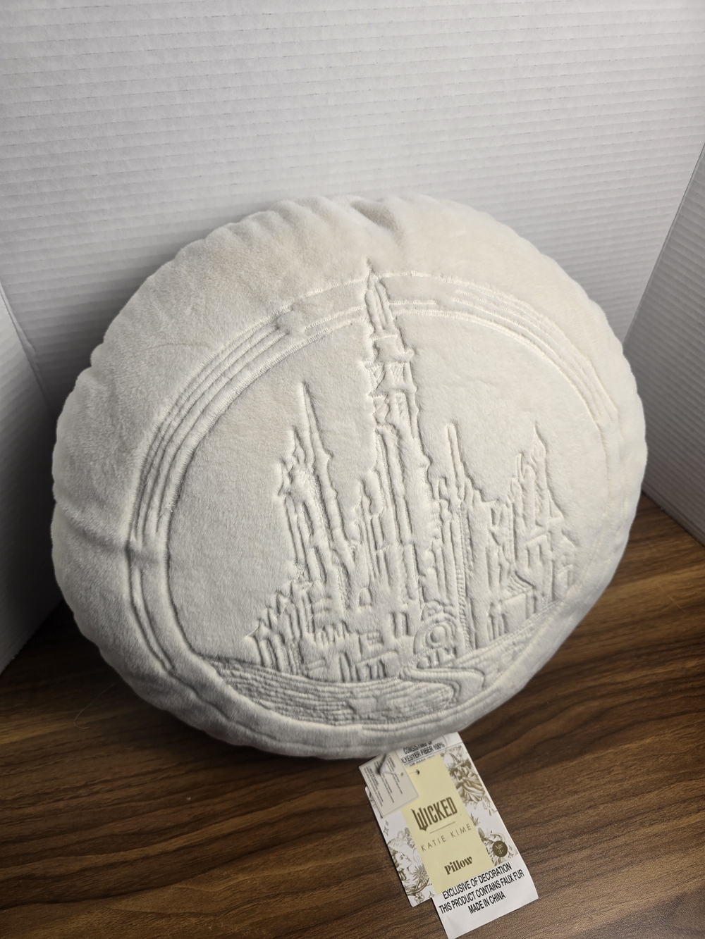 Wicked For Good Katie Kime Round Pillow Embroidered Glinda Castle in Ivory - Picture 2 of 8